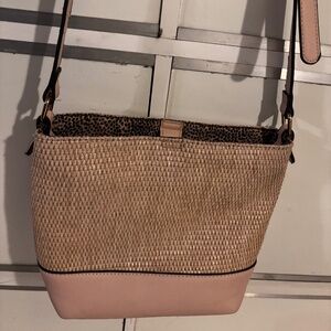 Izzy & Ali Crossbody Handbag Natural/Pink Adjustable Strap